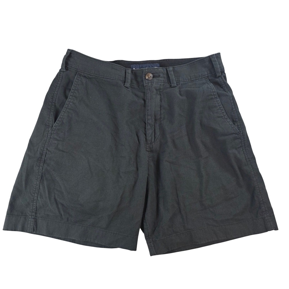 Abercrombie & Fitch Womens 28 Black Chino Shorts Cotton Linen Stretch Mid Rise